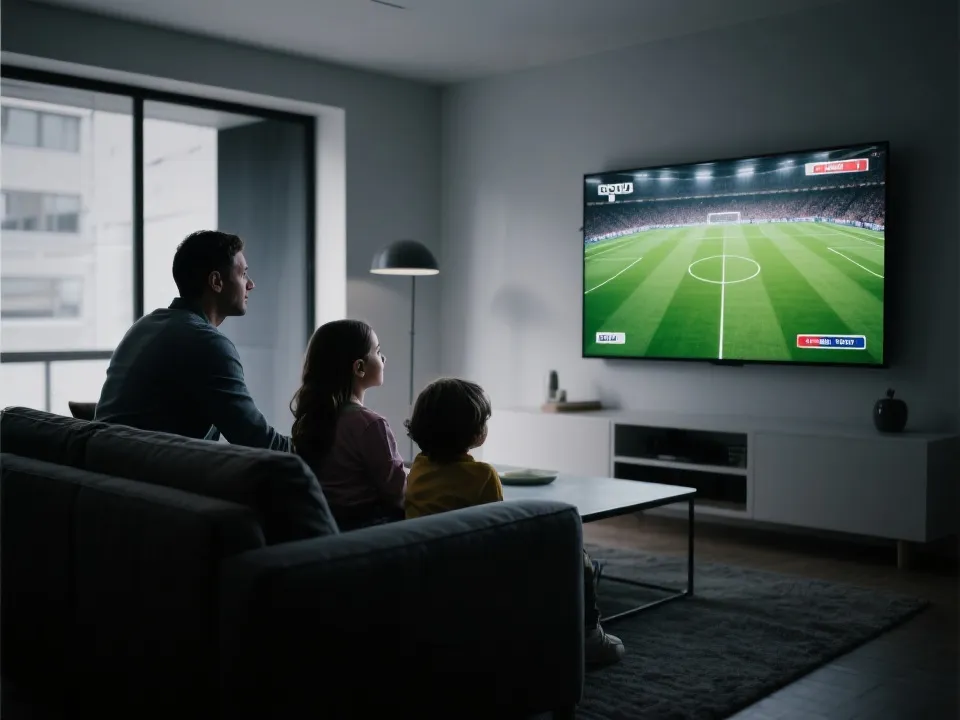 在客厅大屏观看比赛的示意图